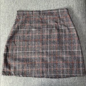 Brown plaid stretch mini